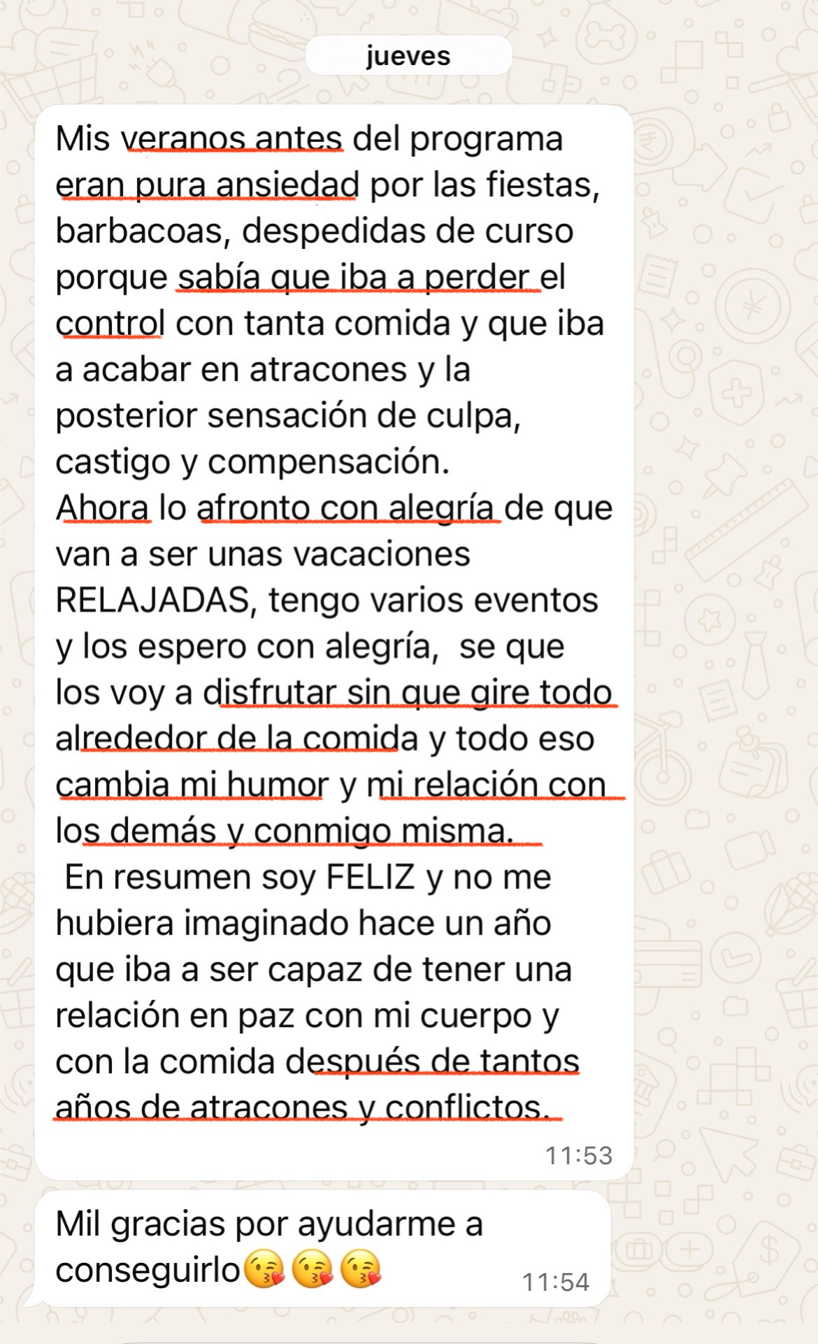 Mensaje de una alumna del Programa Amina