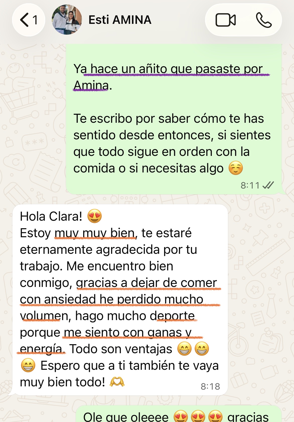 Mensaje de una alumna del Programa Amina