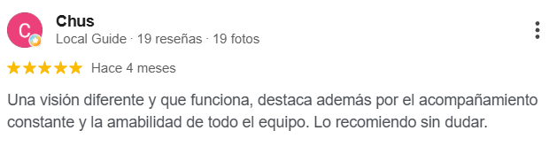 Reseña de Google de una alumna del Programa Amina