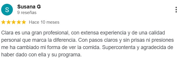 Reseña de Google de una alumna del Programa Amina